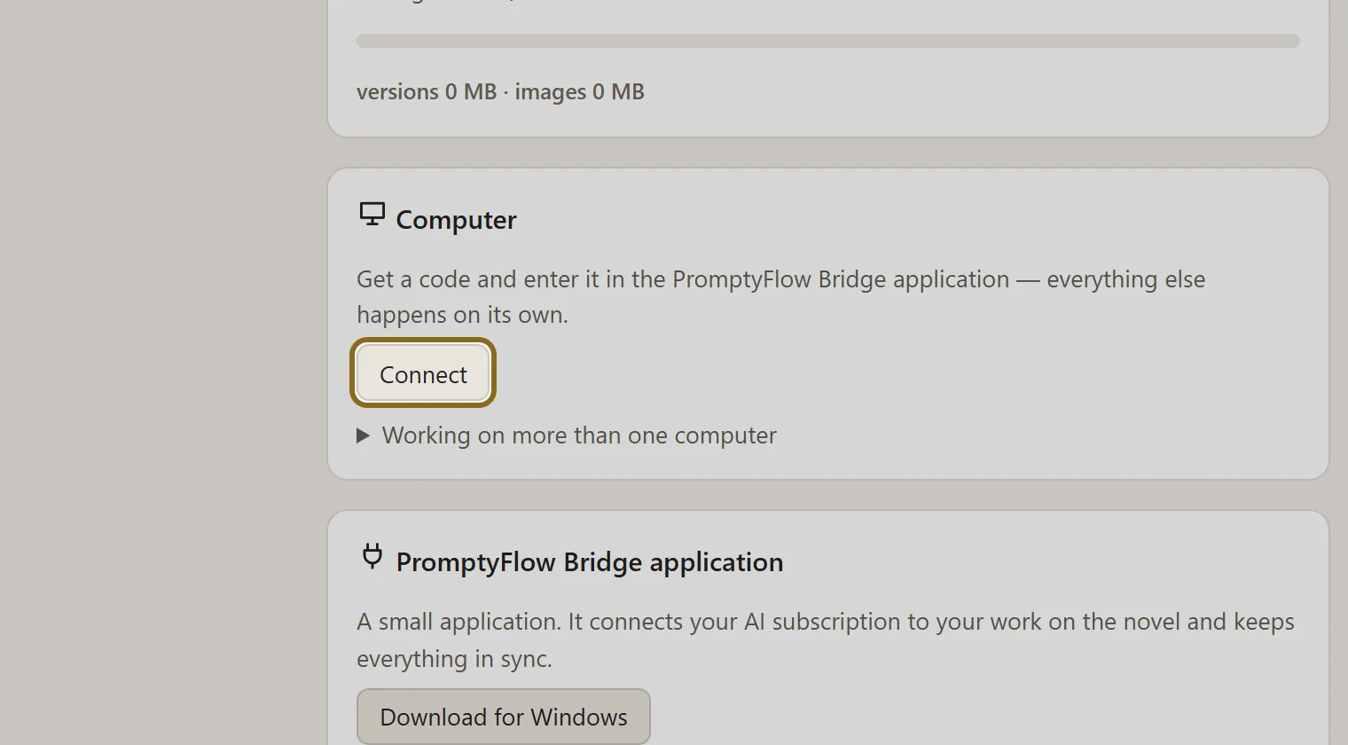 Screenshot for step 2: In the “Computer” block, click “Connect”.