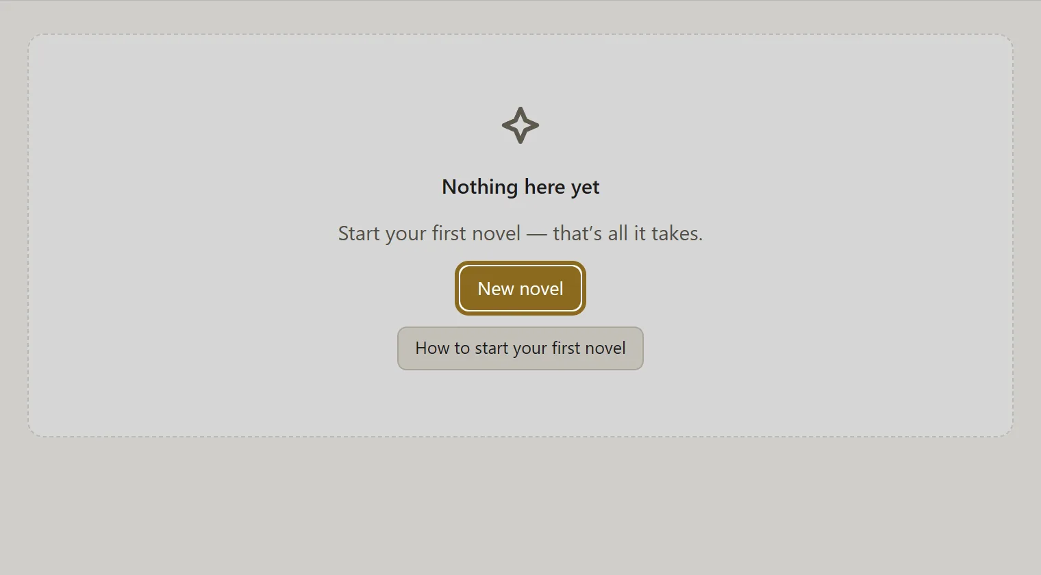 Screenshot for step 1: On the workbench, click “New novel”.