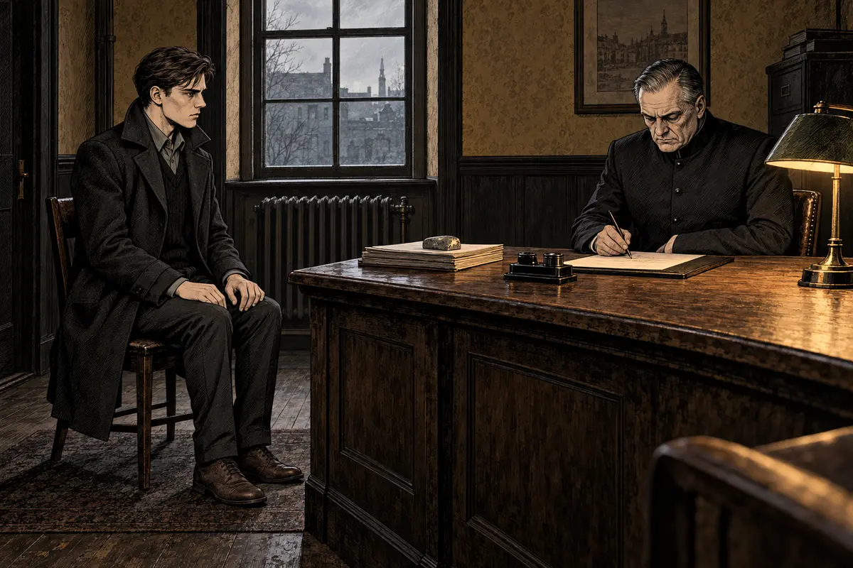 Scene 4, “The permit” — an illustration drawn by AuthorWorkplace from the text